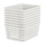 6 Pack Plastic Storage Baskets with Lid,White Stackable Bins