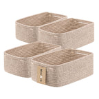 MiniArk Small Storage Baskets for Organizing | Closet Organizer Bins | Shelf Toy Basket | Woven Rope Baskets | Cube Decorative Box | Shallow Basket | L11.5xW7.5xH4.7| Brown