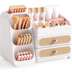 Booklov Small Makeup Organizer for Vanity Countertop, Cream