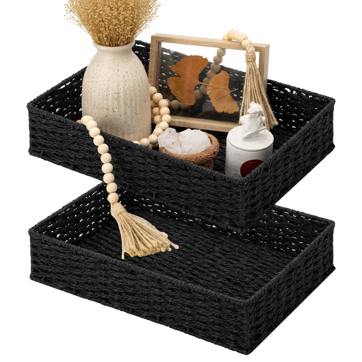 StorageWorks Wicker Toilet Paper Basket, Toilet Tank Basket for Bathroom