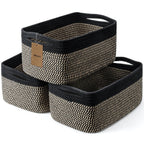 3 Pack Small Storage Baskets for Organizing, 11.8×7.8×5.1", Mixed Brown