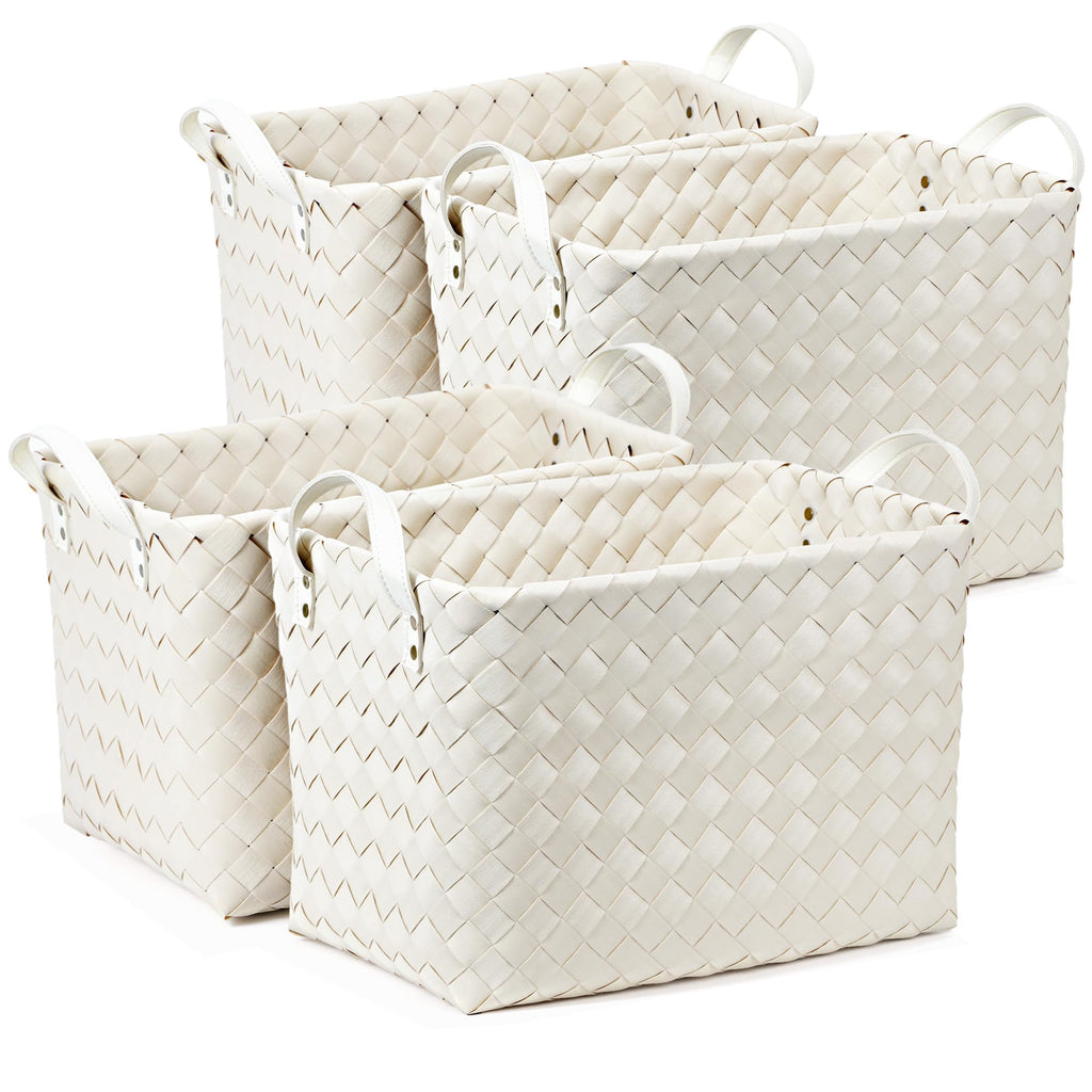 BROWNLILY Handwoven Wicker Storage Baskets, Pack of 4, Brown