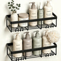 Moforoco Shower Caddy Shelf Organizer Rack, Self Adhesive Black Bathroom Shelves Basket, Home Farmhouse Wall Inside Organization and Storage Decor Rv Accessories, First Camper Apartment Essentials