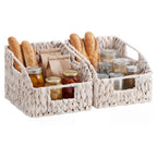 StorageWorks Pantry Baskets for Organizing, Wicker Basket with Built-in Handles, Handwoven Wicker Storage Baskets, Water Hyacinth for Shelves, 2 Pack