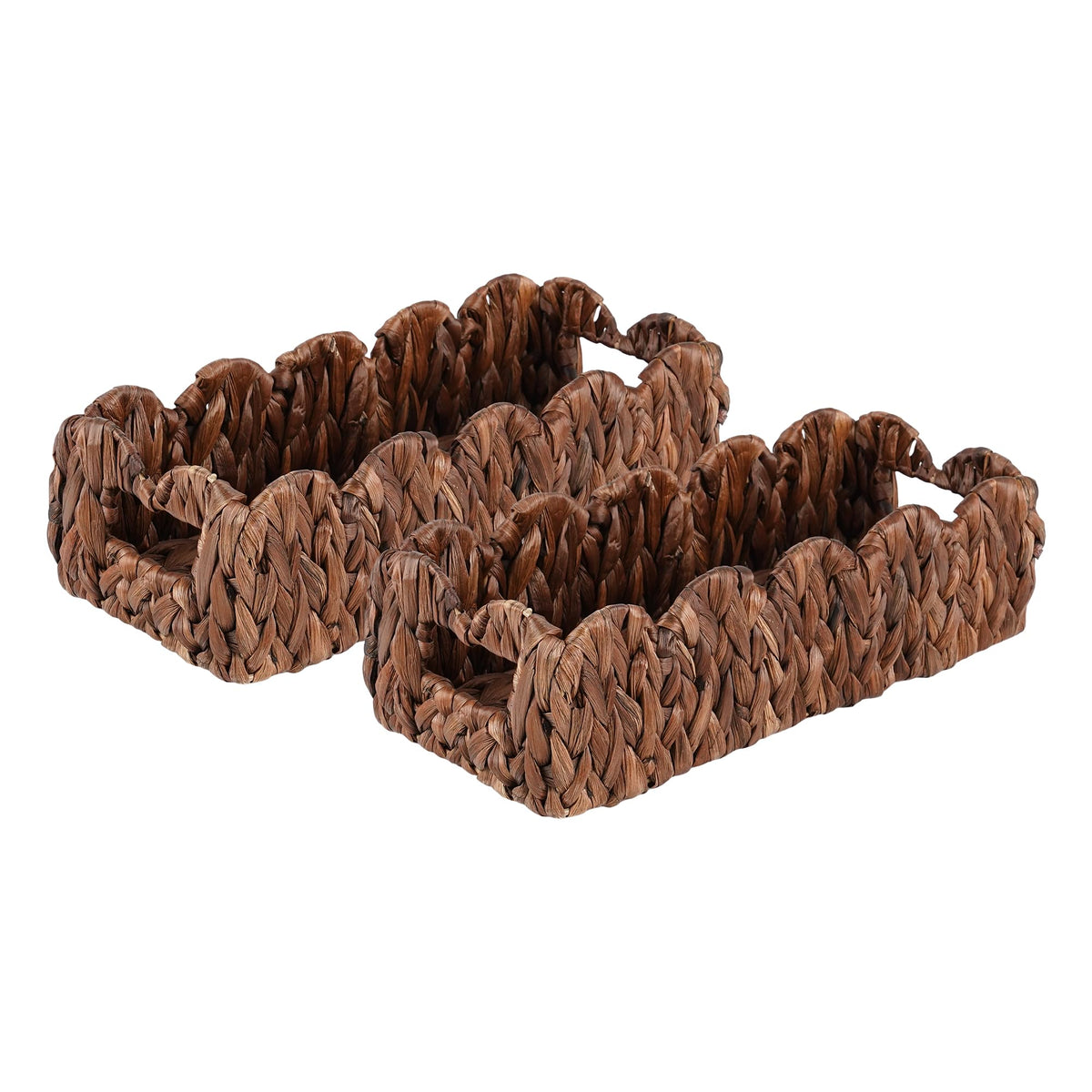 Coeusy Toilet Tank Basket for Bathroom,Scalloped Edge Wicker Basket for Toilet Paper Storage,Small Baskets for Countertop,Shelves,Living Room,Bedroom,Both Organizer&Decor,Natural Water Hyacinth
