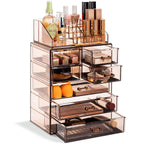 Sorbus Makeup Organizer, 7-Drawer Acrylic 2-Piece Set (Clear)