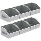Homsorout Closet Organizers Bins 6 Packs - Large Closet Shelf Organizer with Handles, Fabric Trapezoid Storage Bins, Collapsible Storage Cubes for Clothes, Towels, Light Gray