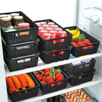 Simple Houseware Stackable Plastic Woven Basket Organizer, 6 Pack, Black