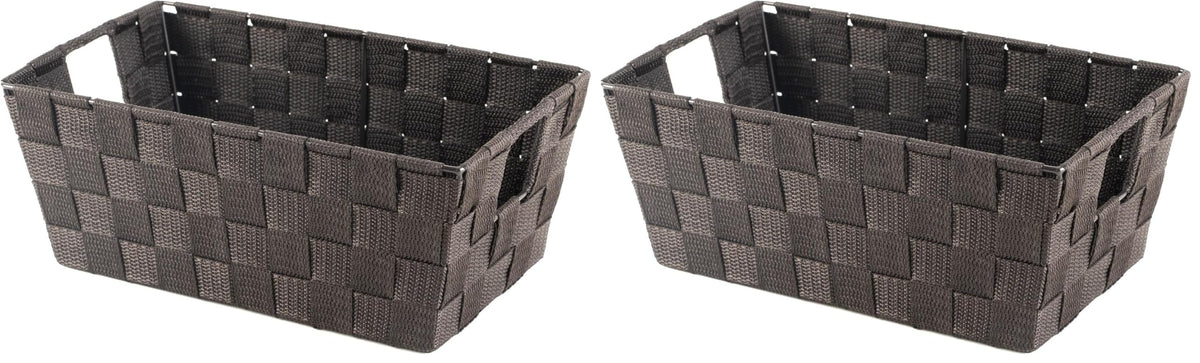 Whitmor Small Woven Storage Baskets for Shelves - Decorative Organizer Bins with Metal Structure, Versatile Shelf Storage Solution for Home Organization & Closet (Black)
