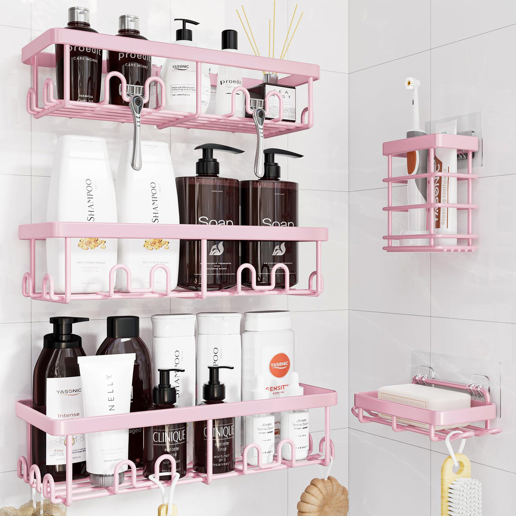 YASONIC Shower Caddy Adhesive, Rustproof Shower Organizer, Wall Shower Rack