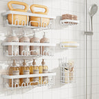 Veken Shower Caddy 6-Pack with Hooks, Bathroom Organizers & Storage, Black