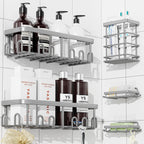 YASONIC Shower Caddy Adhesive, Rustproof Shower Organizer, Wall Shower Rack