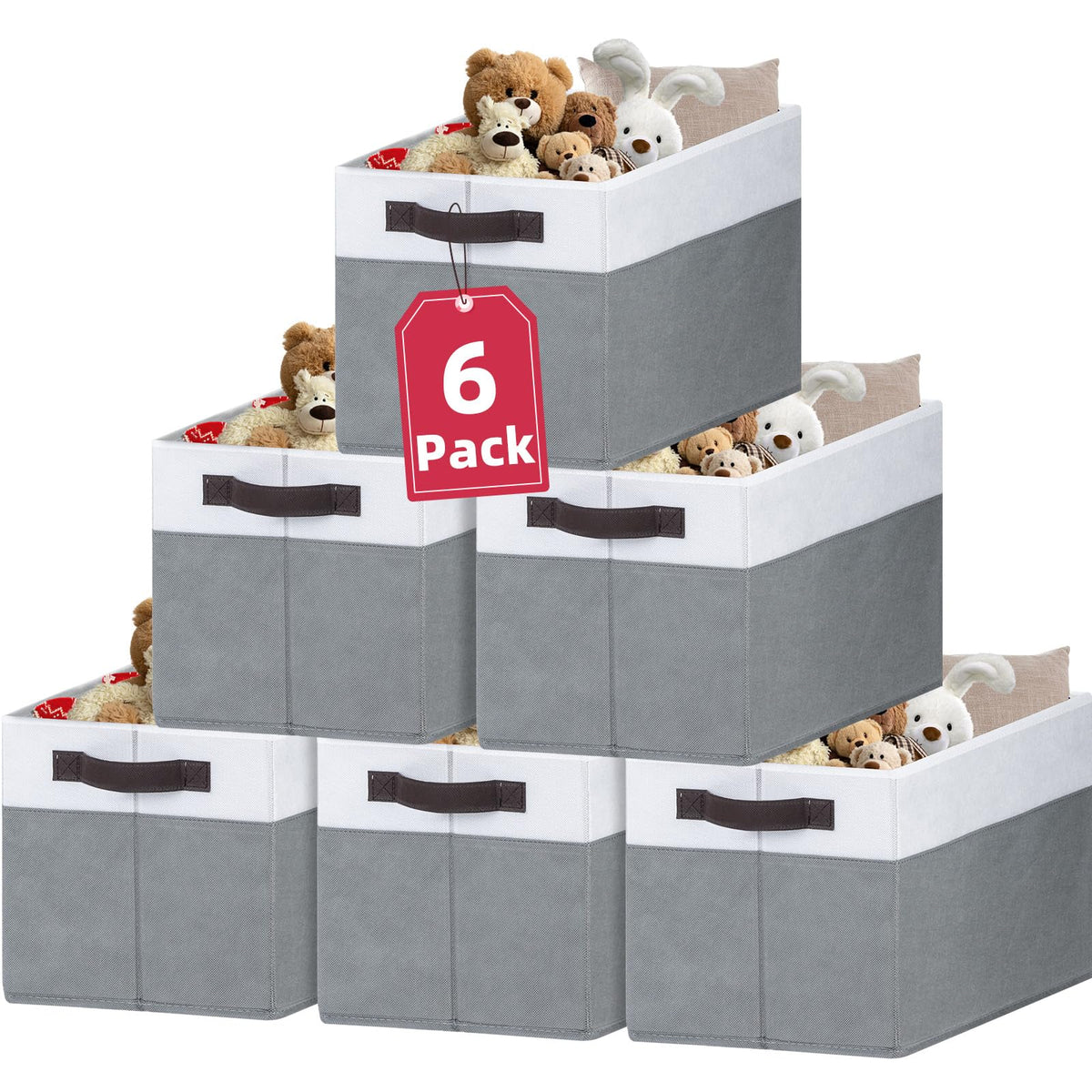 4 Pack Large Closet Storage Baskets Bins for Shelves | Fabric Closet Organizers and Storage with Handles Home Organization | Decorative Collapsible Baskets for Organizing Clothes Toy Nursery 14"x10"