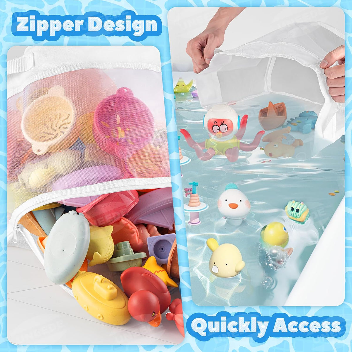 UNEEDE Bath Toy Organizer,4 Gallons Bathtub Toy Storage Organizer