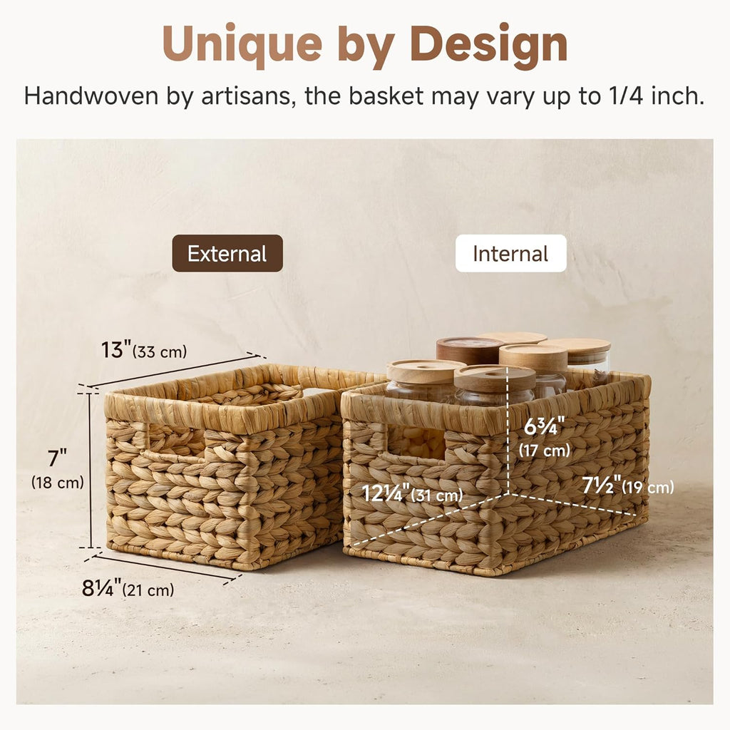 StorageWorks Wicker Baskets, Wicker Storage Baskets for Shelves, 2-Pack