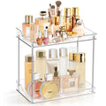 2 Tier Corner Bathroom Counter Organizer, Clear, Triangular