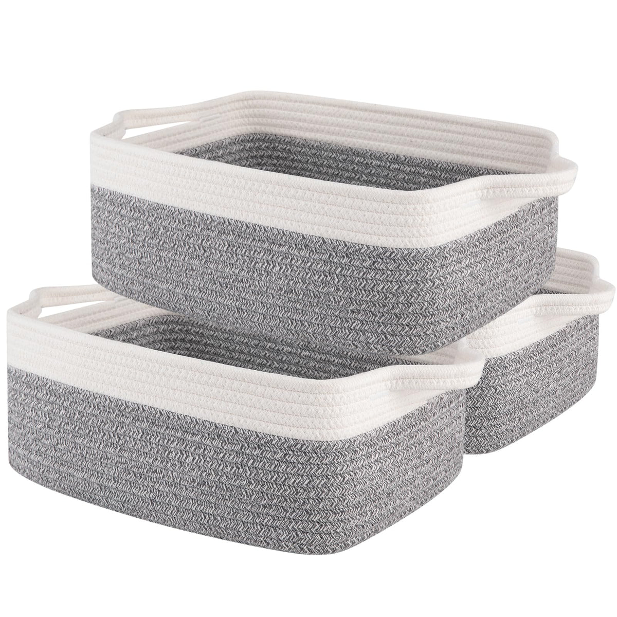 OIAHOMY 3-Pack Storage Basket Organizing Woven Basket for Shelves Brown