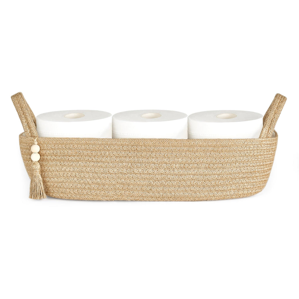 Mkono Toilet Paper Basket, Boho Bathroom Decor, Small Storage Organizer