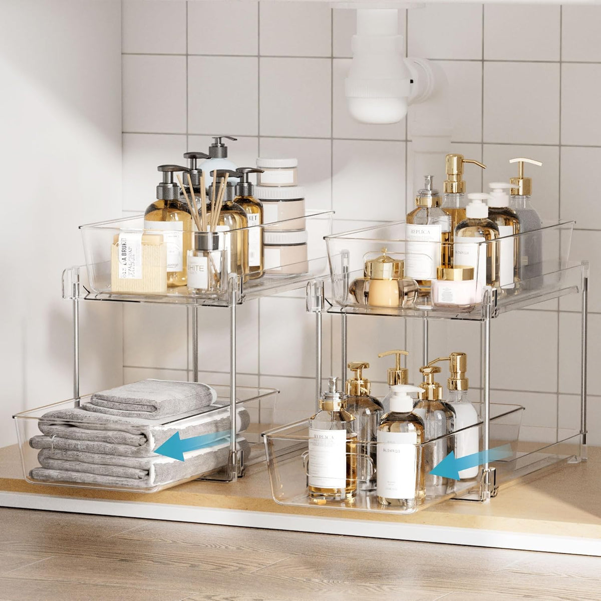 Vtopmart 4 Pack Pull Out Bathroom Under Sink Organizer (S-Standard)