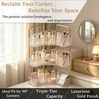 3-Tier Corner Bathroom Organizer, Skincare Vanity Counter Shelf Clear