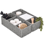 StorageWorks Toilet Paper Basket, 3-Section Water Hyacinth Storage Baskets