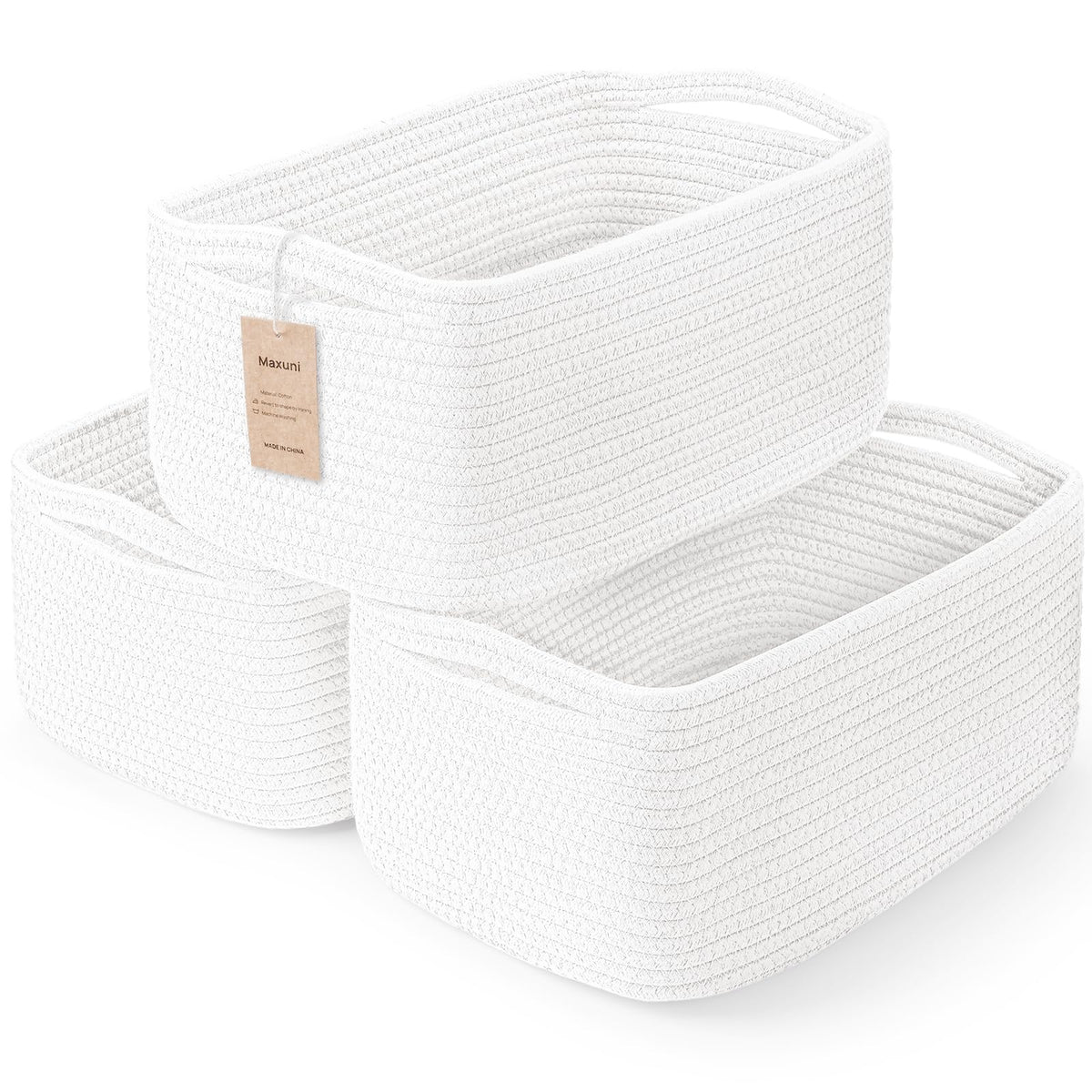 3 Pack Small Storage Baskets for Organizing, 11.8×7.8×5.1", Mixed Brown