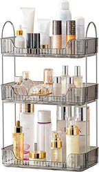 Akinbas 3 Tier Bathroom Organizer Countertop Makeup Perfume Tray Skincare Organizer for Bathroom Dresser Vanity (Grey)