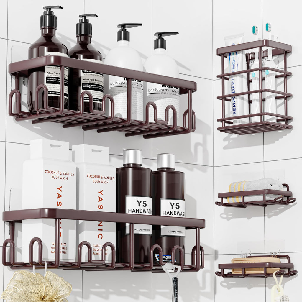 YASONIC Shower Caddy Adhesive, Rustproof Shower Organizer, Wall Shower Rack