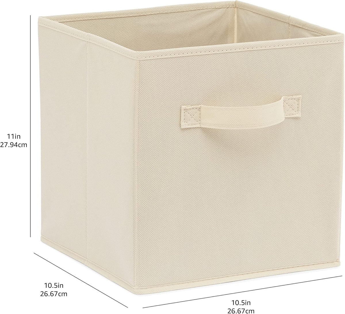 Amazon Basics Collapsible Fabric Storage Cubes Organizer with Handles, Sturdy Storage Bins for Organization, 10.5" x 10.5" x 11", Beige, 6-Pack