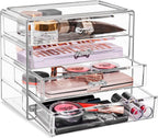 Sorbus Wide 4-Drawer Makeup Organizer Set for Vanity & Countertop (Clear)