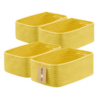 MiniArk Small Storage Baskets for Organizing | Closet Organizer Bins | Shelf Toy Basket | Woven Rope Baskets | Cube Decorative Box | Shallow Basket | L11.5xW7.5xH4.7| Brown
