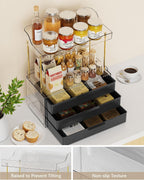 Anylady Bathroom Organizers and Storage, Makeup Organizer (Sturdy Durable Attractive), Ideal for Vanity, Countertop, Counter, Perfume, Skincare, Cabinet, Cosmetic, Dresser Organizer (deep black)