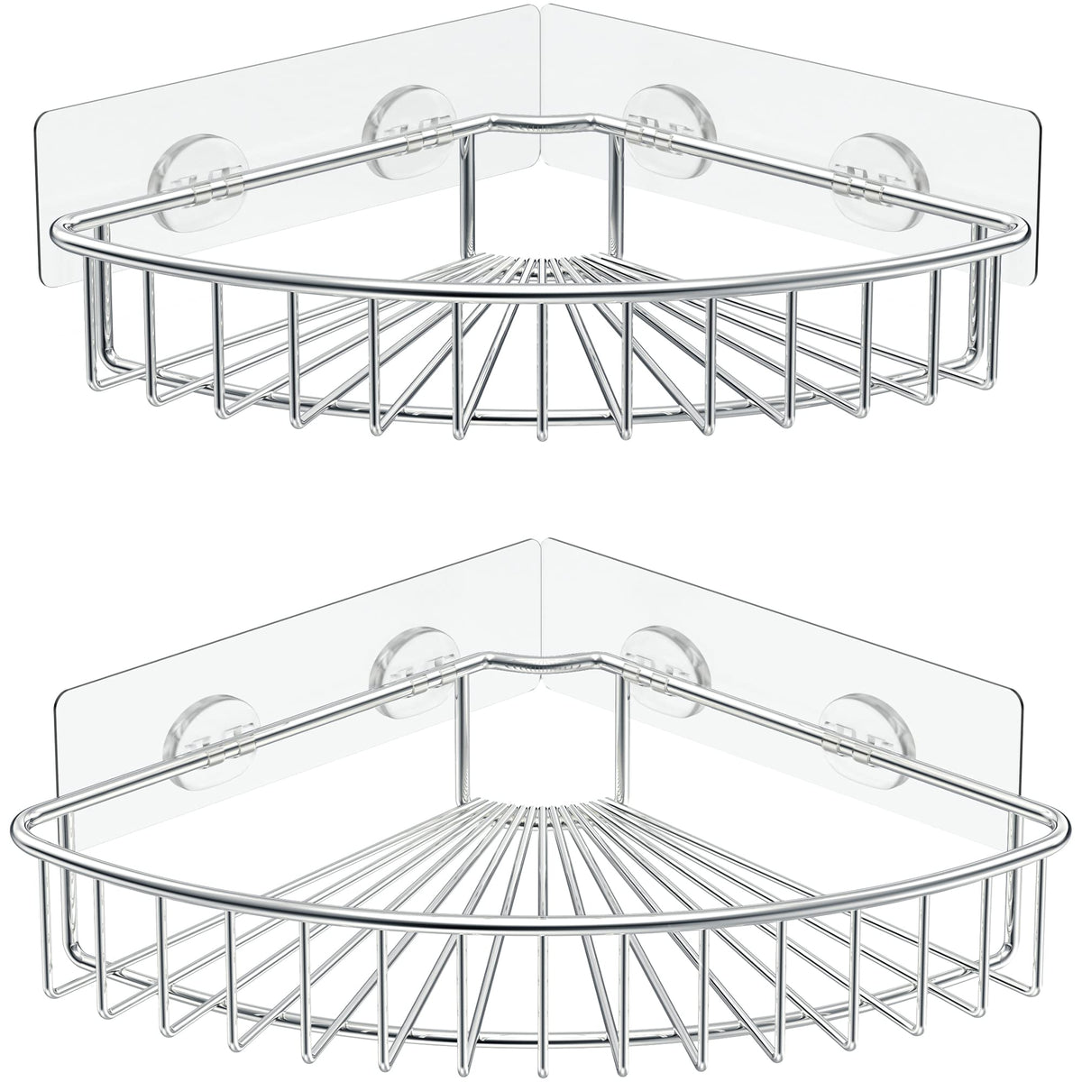 SMARTAKE 2-Pack Corner Shower Caddy, SUS304 Stainless Steel, Silver
