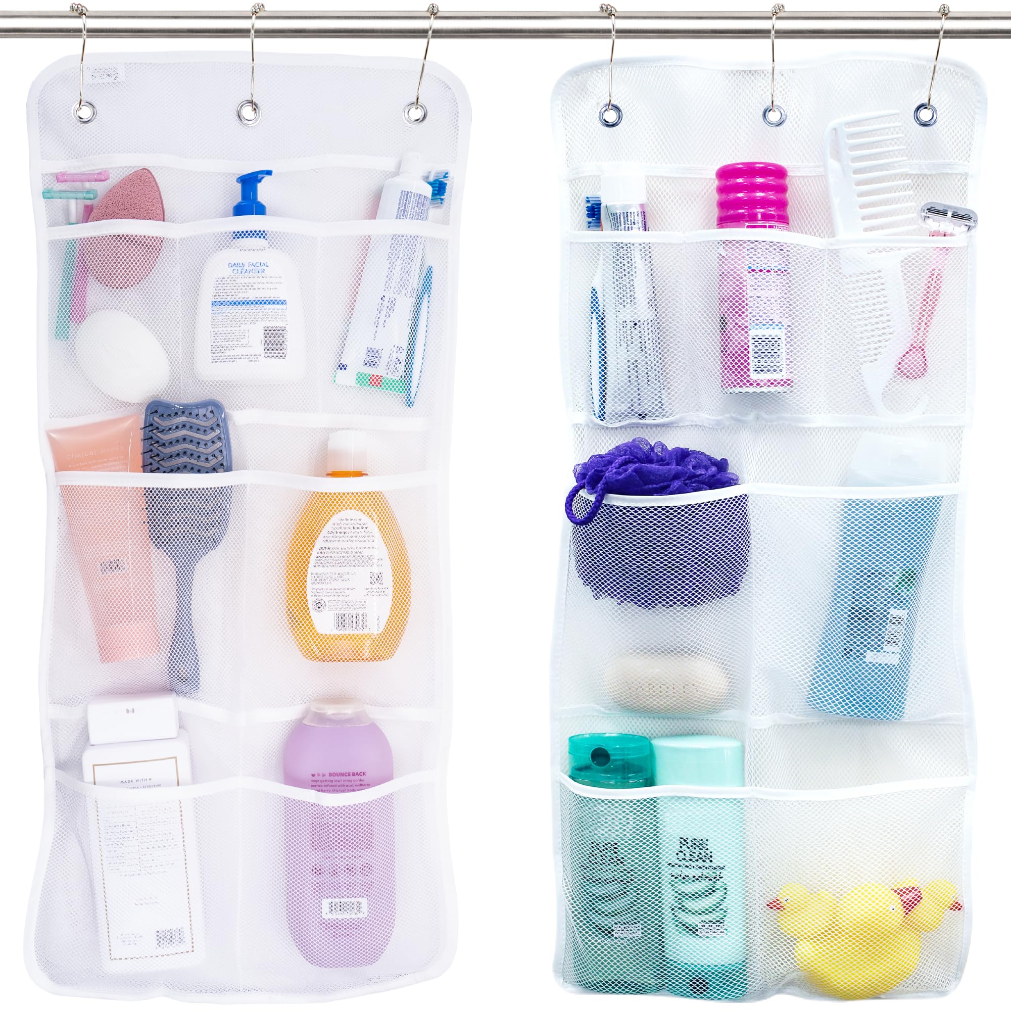 S&T INC. Shower Organizer and Caddy, 2 Pack, 14" x 30", White