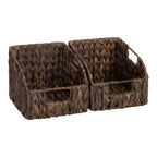 StorageWorks Pantry Baskets for Organizing, Wicker Basket with Built-in Handles, Handwoven Wicker Storage Baskets, Water Hyacinth for Shelves, 2 Pack