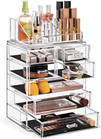Sorbus Makeup Organizer, 7-Drawer Acrylic 2-Piece Set (Clear)