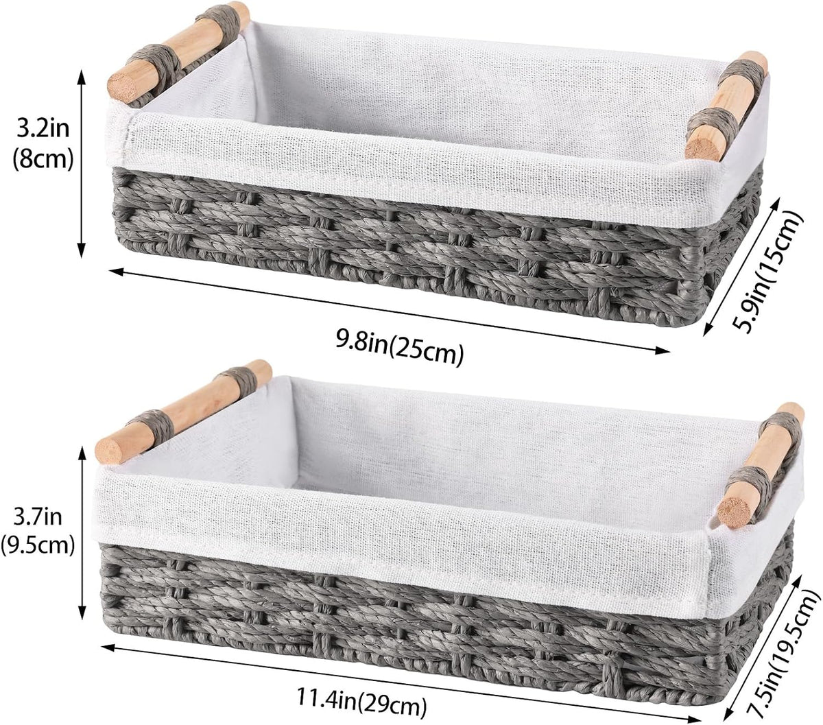 HomeHacks 2 Pack Storage Basket Toilet Paper Rope Baskets for Organizing