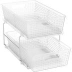 Simple Houseware 2 Tier Pull-Out Sliding Drawer Under Sink Storage, White