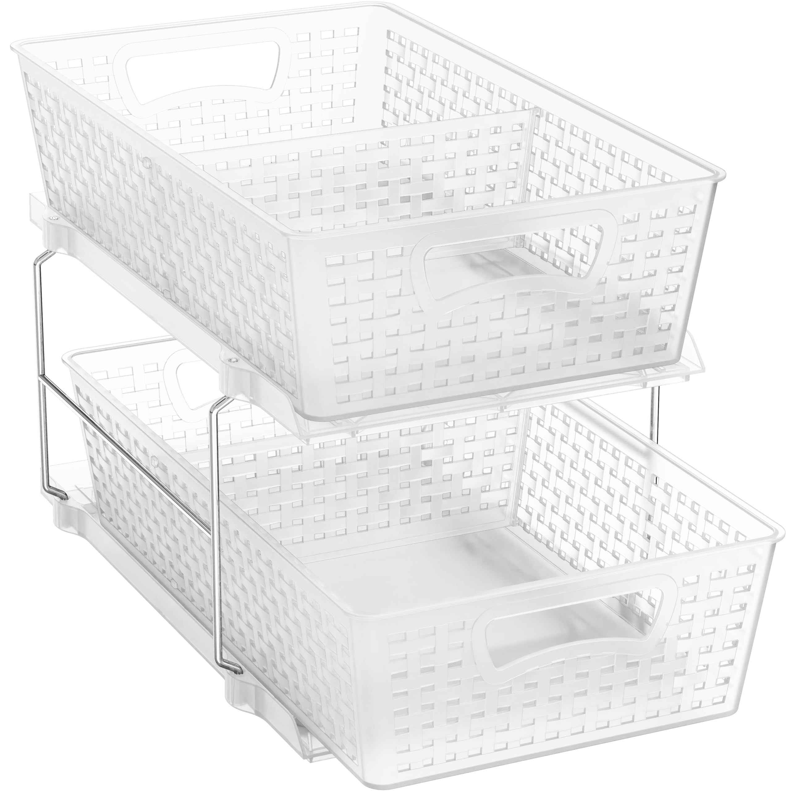 Simple Houseware 2 Tier Pull-Out Sliding Drawer Under Sink Storage, White