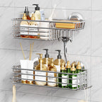 TAILI Shower Caddy Suction Cup 2 Pack with Hooks & Soap holder, Black