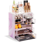 Sorbus Makeup Organizer, 7-Drawer Acrylic 2-Piece Set (Clear)