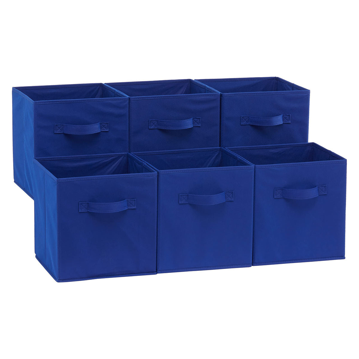 Amazon Basics Collapsible Fabric Storage Cubes Organizer with Handles, Sturdy Storage Bins for Organization, 10.5" x 10.5" x 11", Beige, 6-Pack