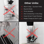 ShowerSMART Shower Caddy, Adjustable Shelves, Magnetic Hooks, Black