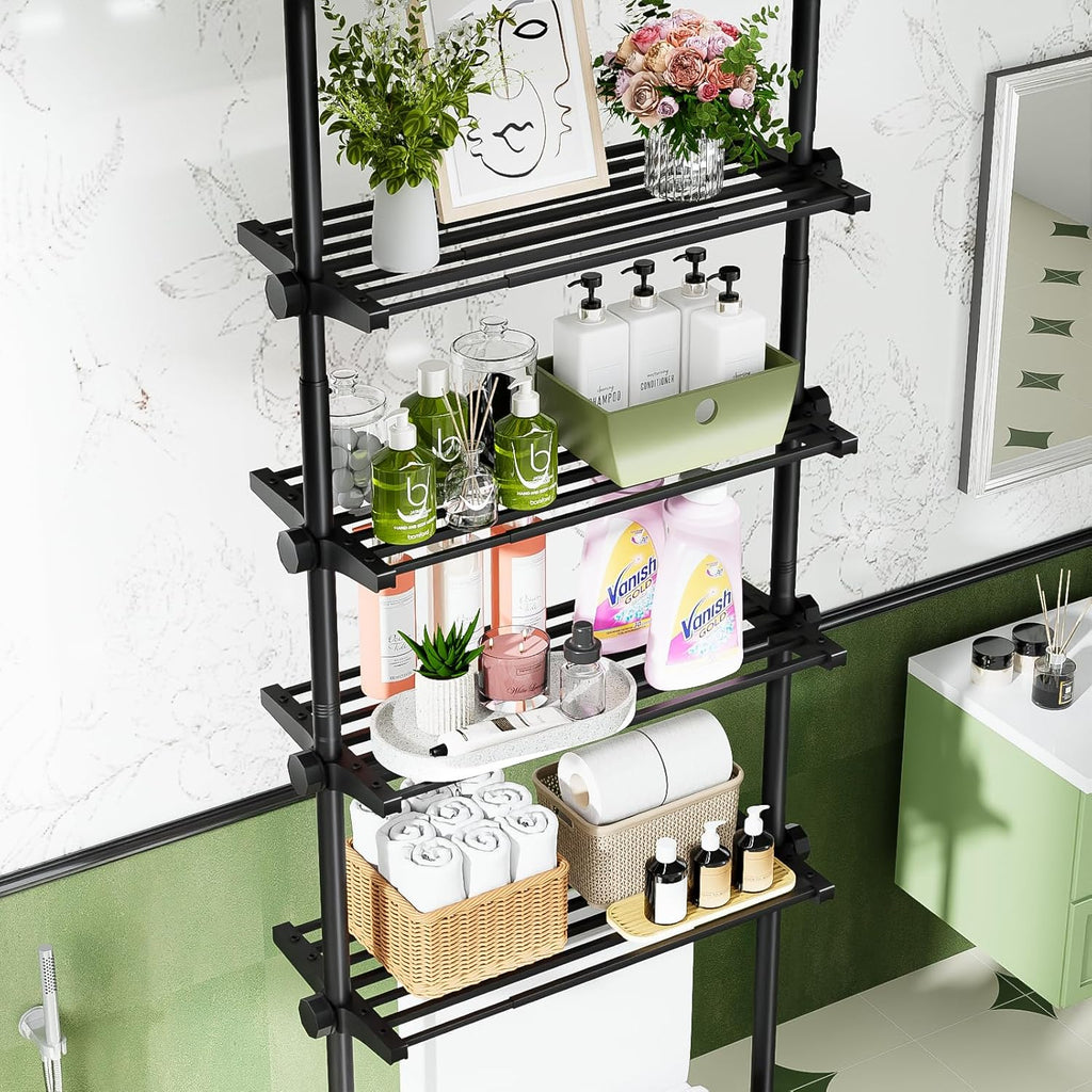 Over The Toilet Storage Shelf No Drill 4-Tier Adjustable Bathroom Organizer