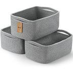 3 Pack Small Storage Baskets for Organizing, 11.8×7.8×5.1", Mixed Brown
