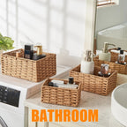 Small Wicker Basket for Organizing, Woven Storage Basket Sets of 3