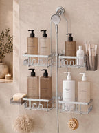 Adjustable Shower Caddy Hanging for Handheld Showerheads, Rustproof, Silver