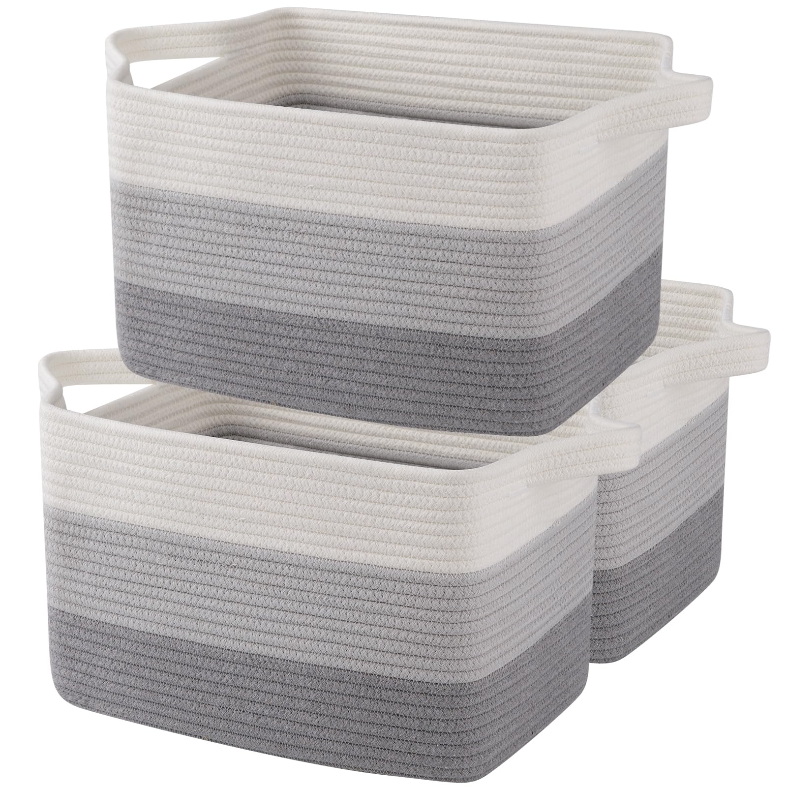 OIAHOMY Cotton Rope Storage Baskets for Organizing Gradient Yellow 3-Pack