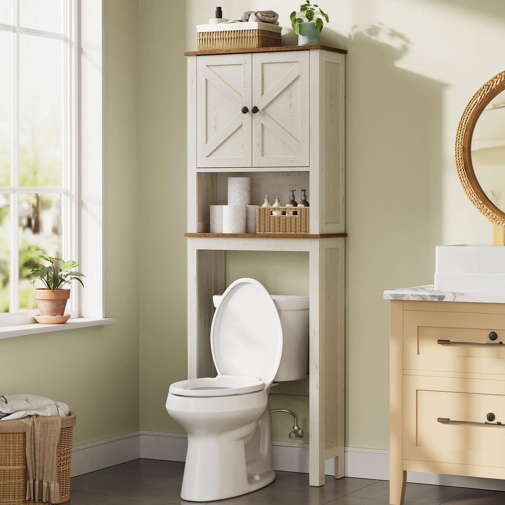 VASAGLE Over the Toilet Storage Cabinet, Doors, Adjustable Shelves, 24.6''W