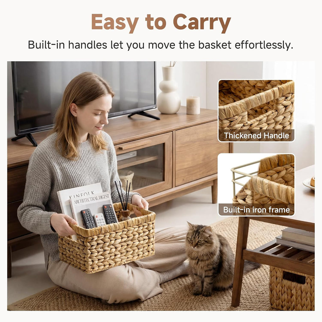 StorageWorks Wicker Baskets, Wicker Storage Baskets for Shelves, 2-Pack
